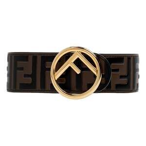 Fendi F is Fendi FF Calfskin Brown Zucca Leather Belt